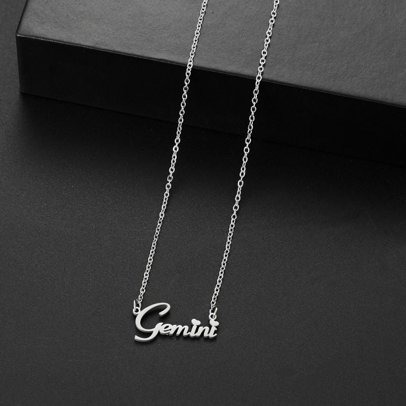 001 Taurus Gold Stainless Steel 12 Zodiac Letter Necklace