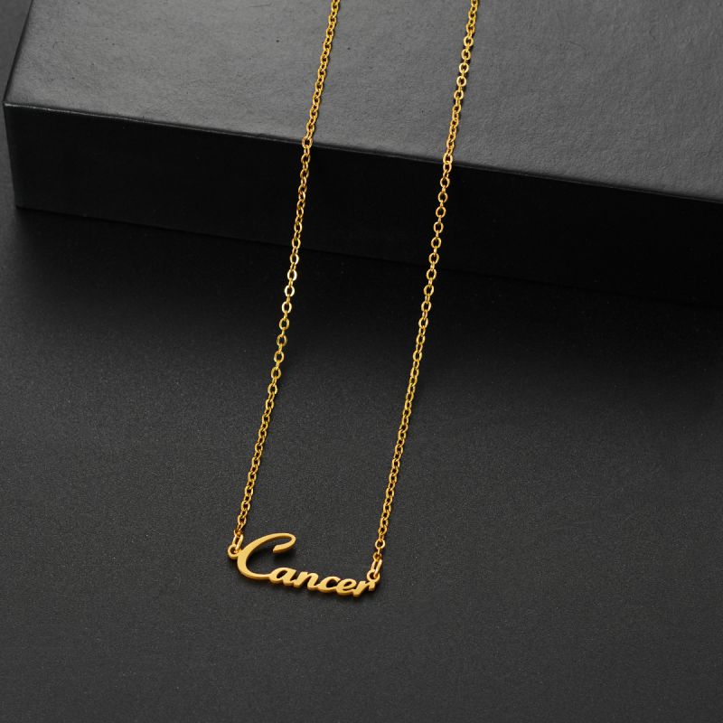 001 Taurus Gold Stainless Steel 12 Zodiac Letter Necklace