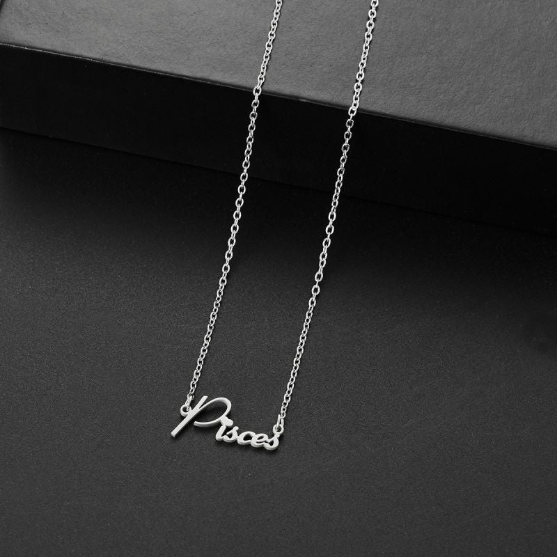001 Taurus Gold Stainless Steel 12 Zodiac Letter Necklace