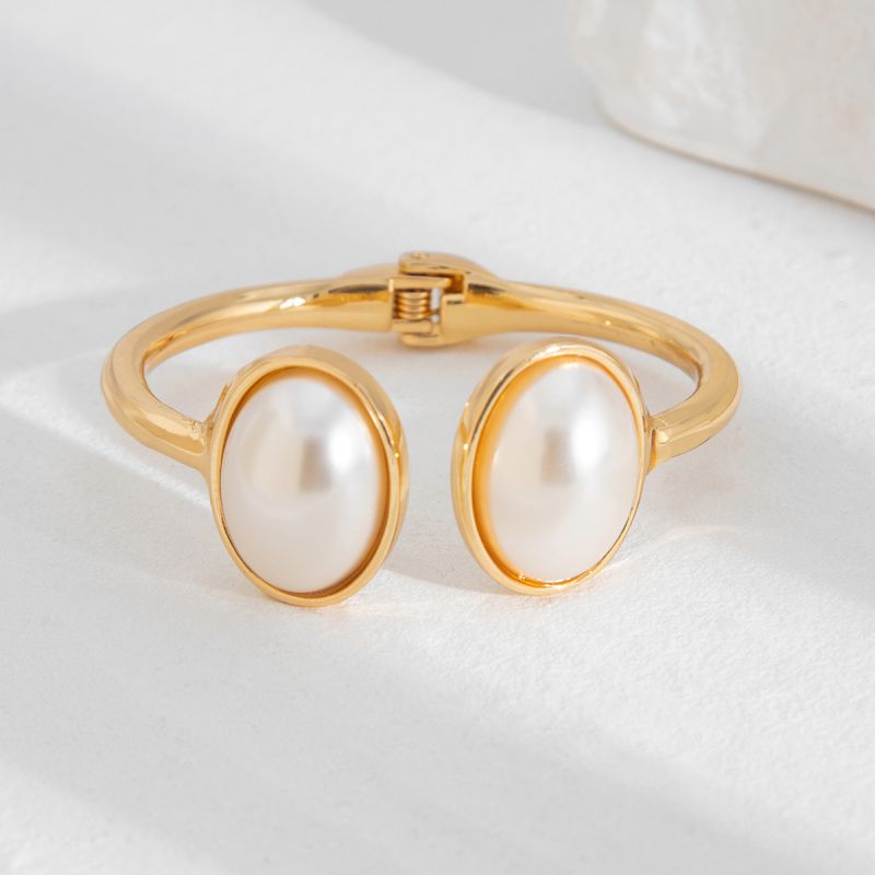 01gold Bracelet Alloy Oval Pearl Bracelet