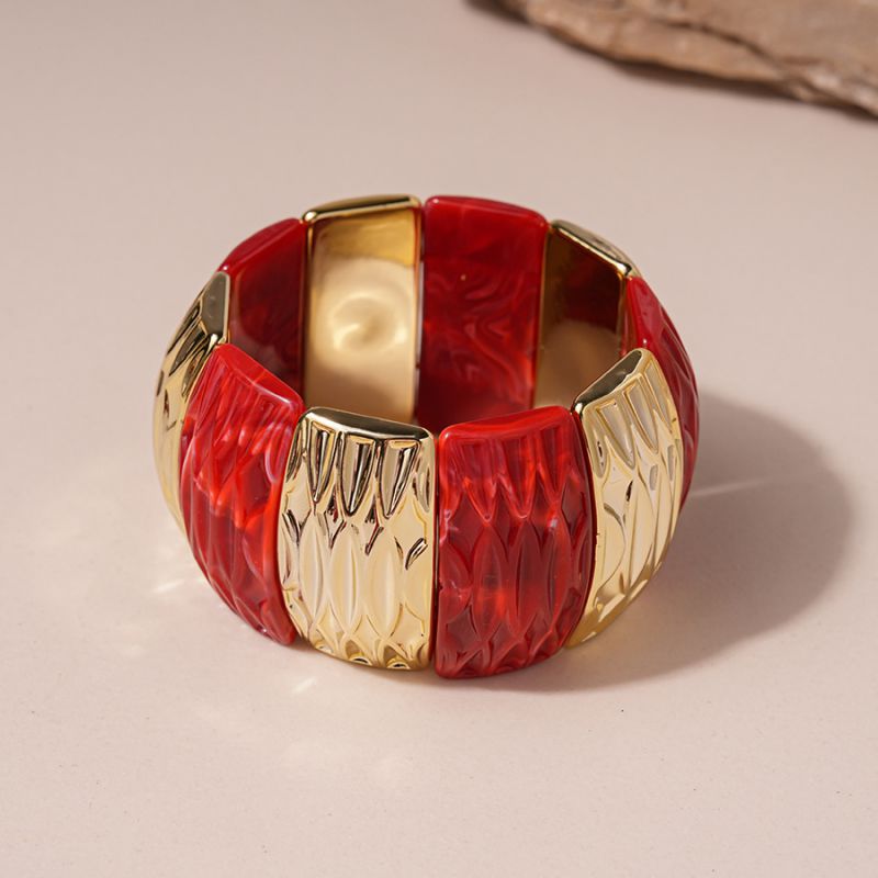 1# Bracelet-red Irregular Resin Bracelet
