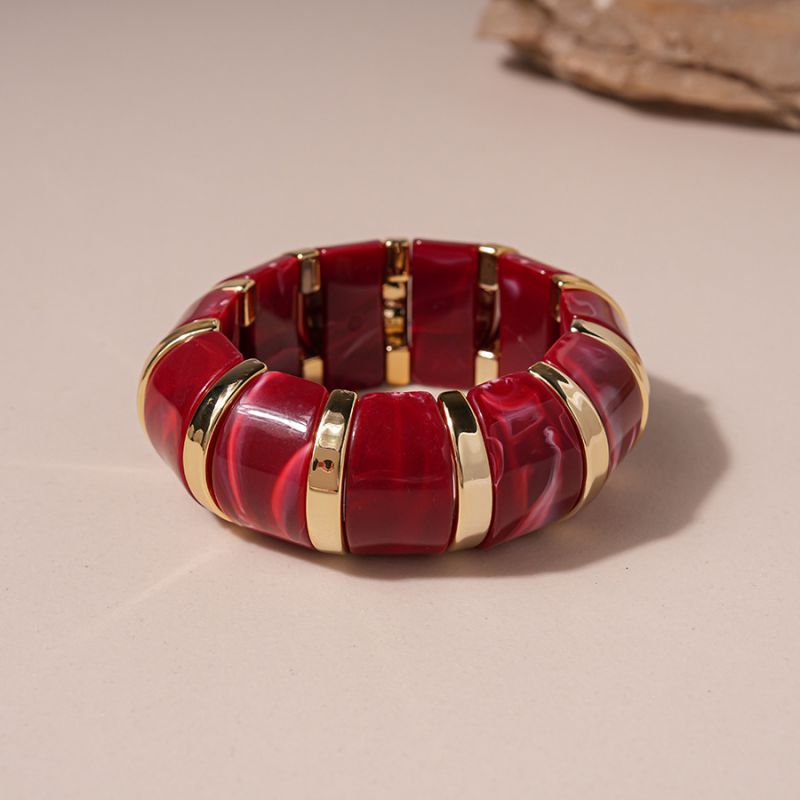 1# Bracelet-red Irregular Resin Bracelet