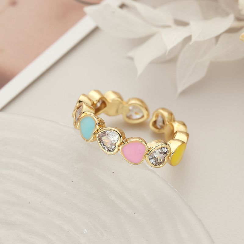 1# Copper Diamond Heart Ring