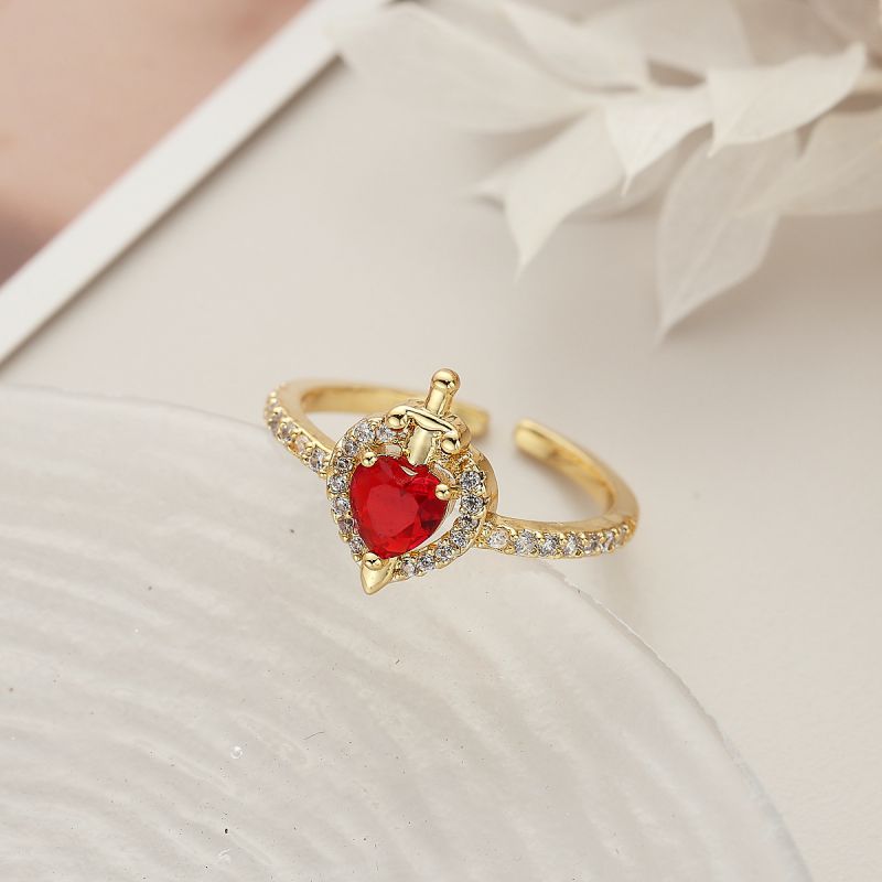 1# Copper Diamond Heart Ring