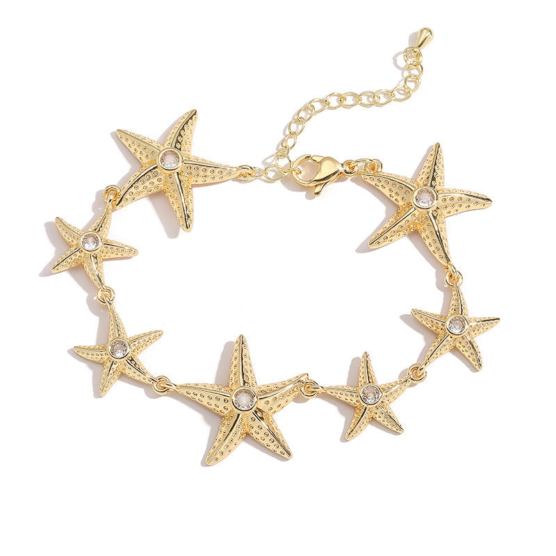 1 Gold Starfish Bracelet Copper Starfish Bracelet