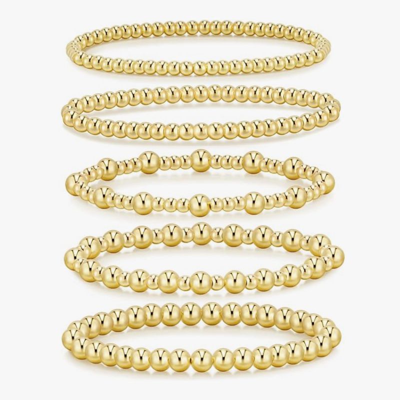 1# Gold-plated Copper Beaded Bracelet Set