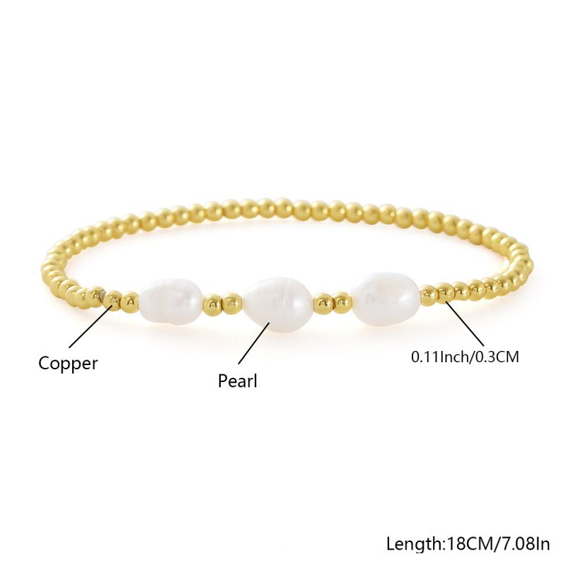 1# Gold-plated Copper Beaded Bracelet Set