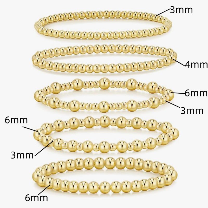 1# Gold-plated Copper Beaded Bracelet Set