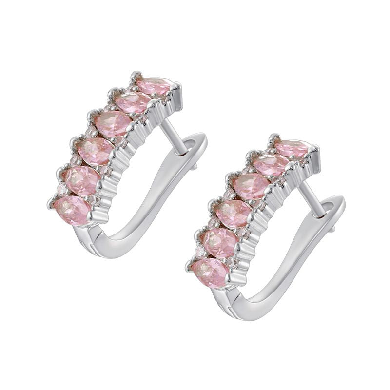 1 Pair Of Gold And White Diamond U-shaped Earrings Copper Diamond U-shaped Earrings