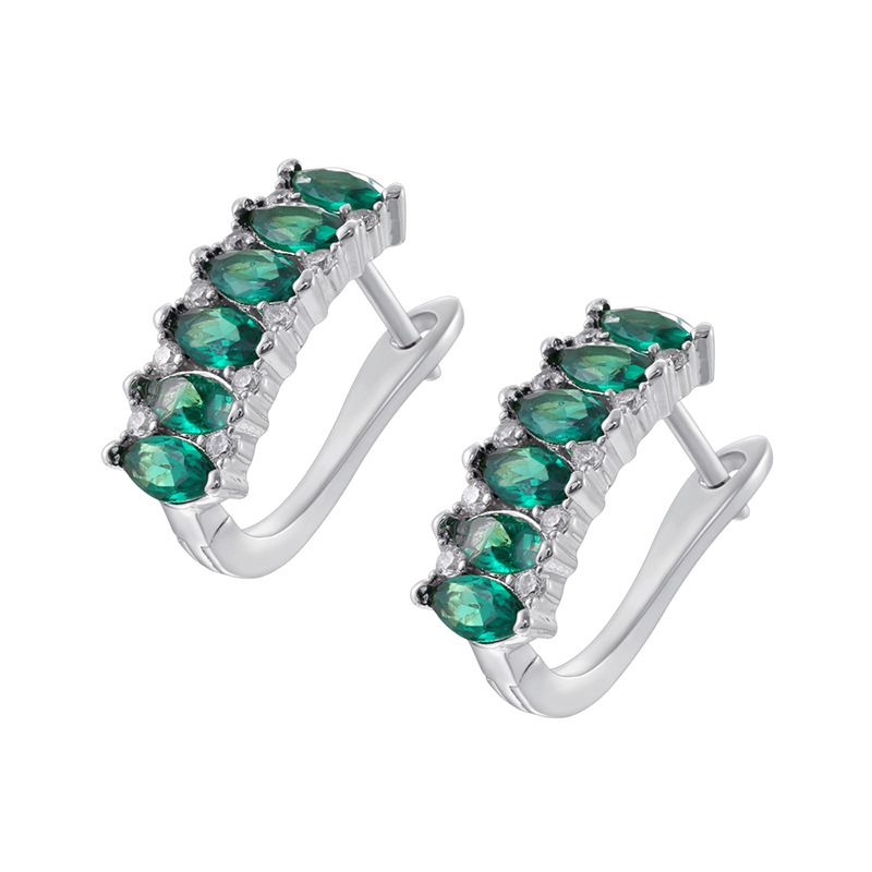 1 Pair Of Gold And White Diamond U-shaped Earrings Copper Diamond U-shaped Earrings