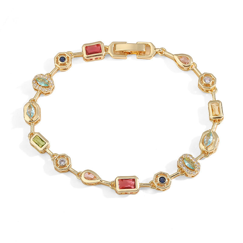 1 Pair Of Gold Colored Diamond Geometric Stitching Earrings Copper Diamond Square Teardrop-shaped Geometric Earrings