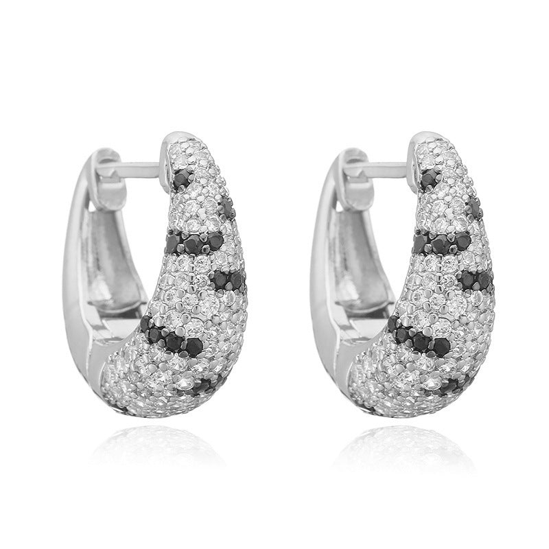 1 Pair Of Small Gold Snake-print Earrings Copper Diamond Snake-print Earrings