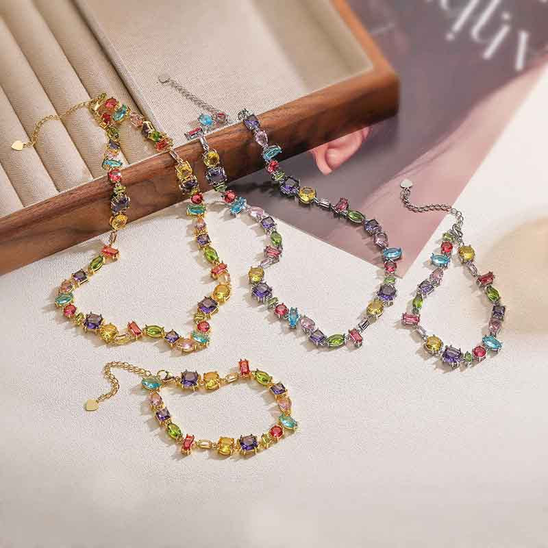 1 Platinum Colored Diamond Bracelet Copper Diamond Square Circle Bracelet