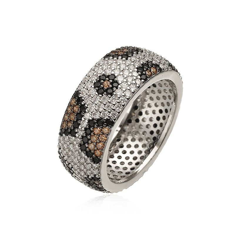1 White Gold Champagne Diamond Round Leopard Print Ring (us Size 7) Copper Diamond Heart Round Ring