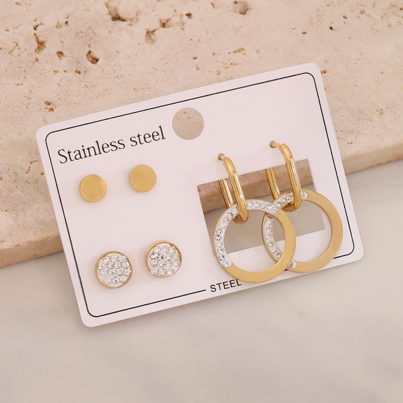 1#butterfly Flowers Stainless Steel Butterfly Flower Earring Set