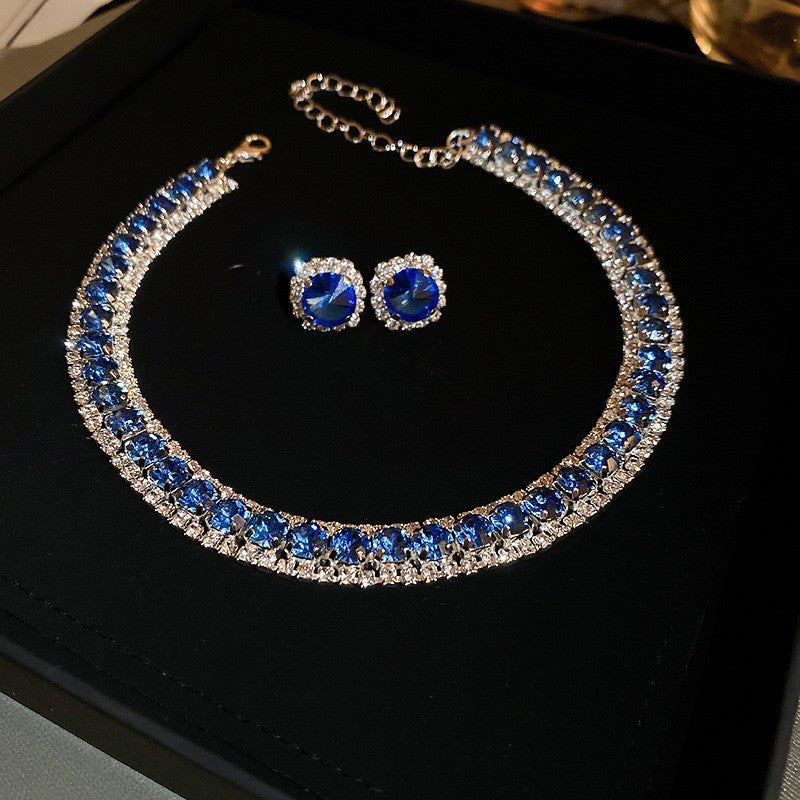 #2 Necklace - Gold - Multicolored Copper And Diamond-encrusted Teardrop Necklace And Earring Set