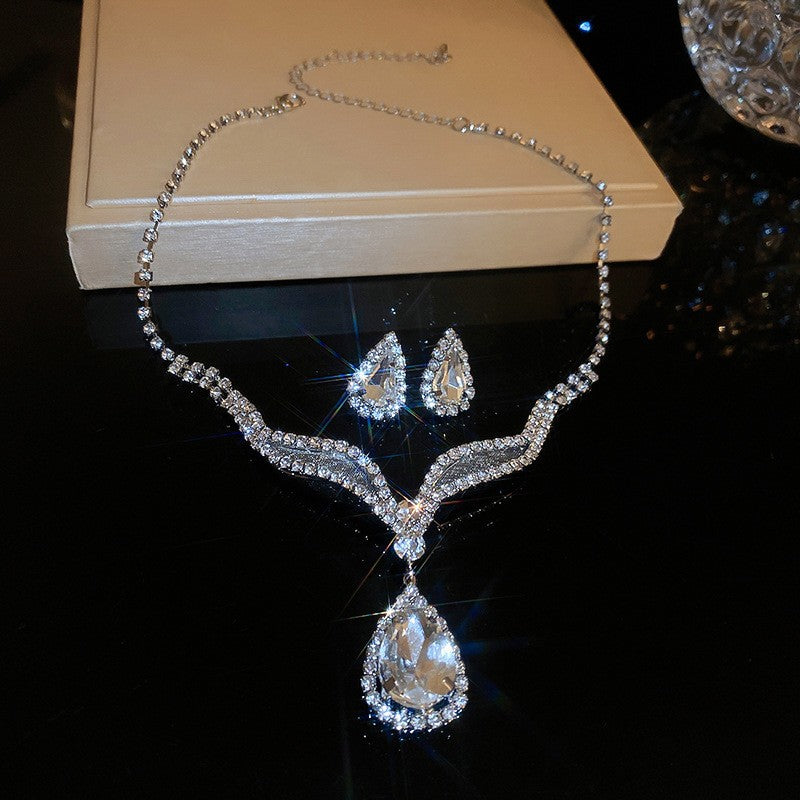 #2 Necklace - Gold - Multicolored Copper And Diamond-encrusted Teardrop Necklace And Earring Set