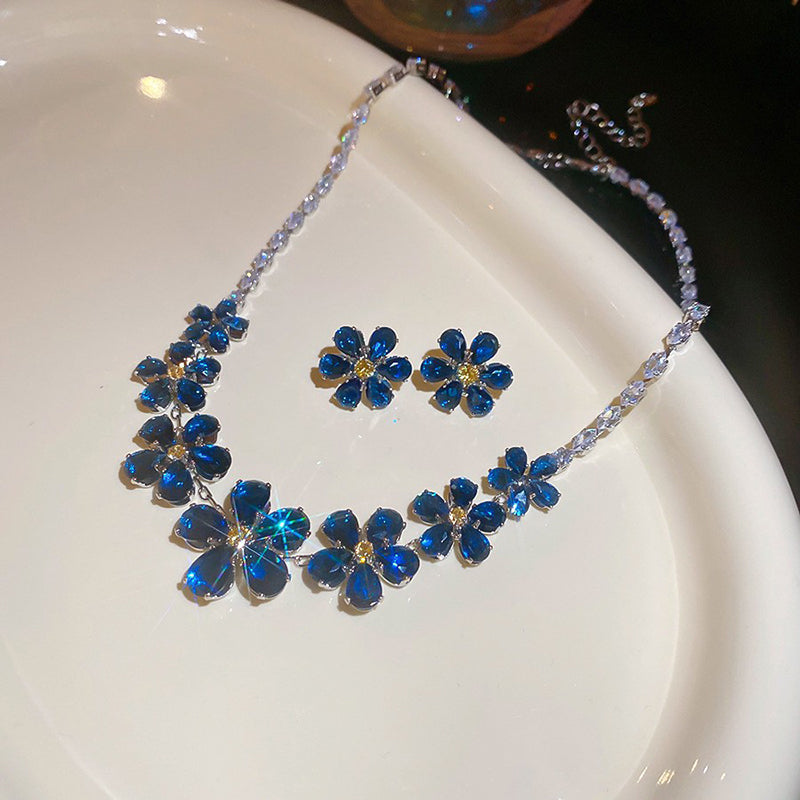 #2 Necklace - Gold - Multicolored Copper And Diamond-encrusted Teardrop Necklace And Earring Set