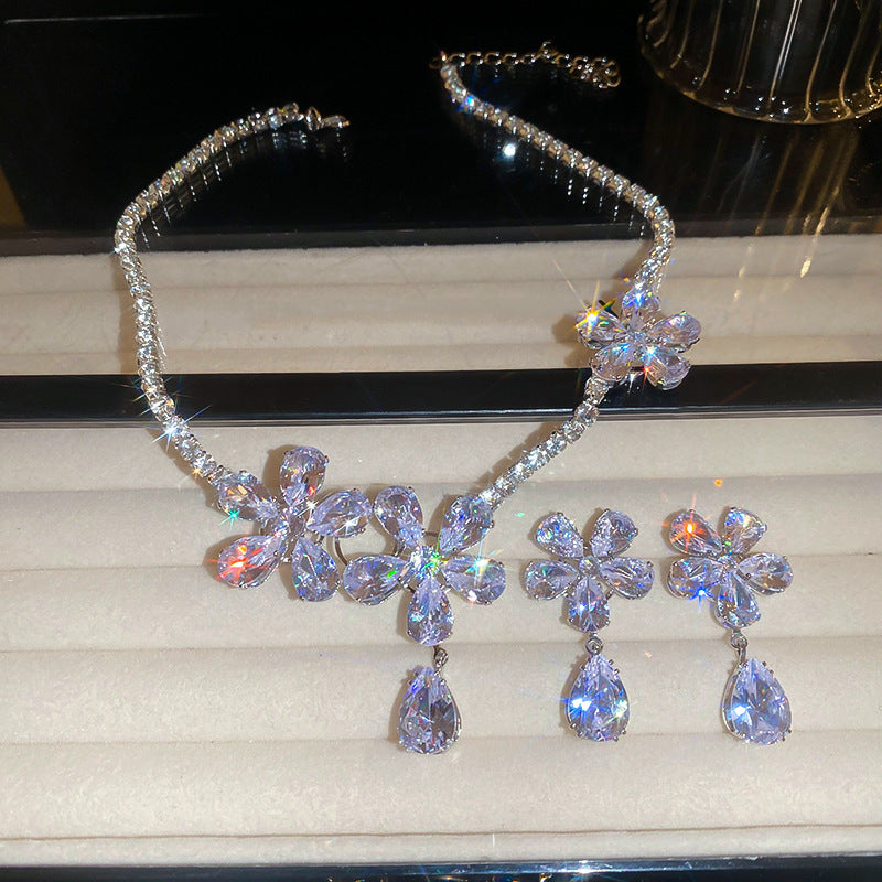 #2 Necklace - Gold - Multicolored Copper And Diamond-encrusted Teardrop Necklace And Earring Set