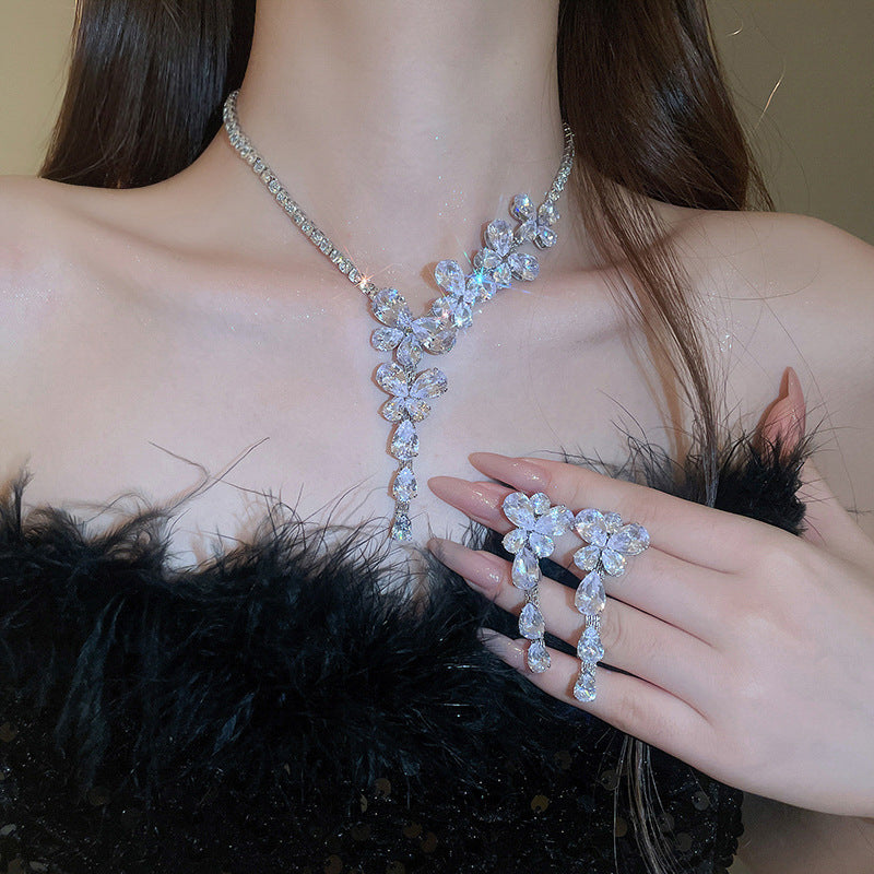 #2 Necklace - Gold - Multicolored Copper And Diamond-encrusted Teardrop Necklace And Earring Set