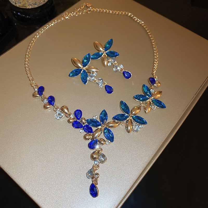 #2 Necklace - Gold - Multicolored Copper And Diamond-encrusted Teardrop Necklace And Earring Set