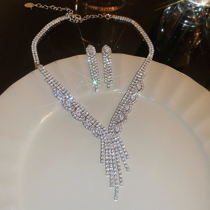 #2 Necklace - Gold - Multicolored Copper And Diamond-encrusted Teardrop Necklace And Earring Set