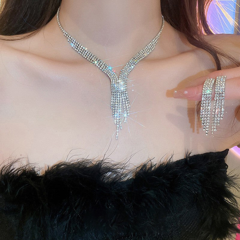 #2 Necklace - Gold - Multicolored Copper And Diamond-encrusted Teardrop Necklace And Earring Set