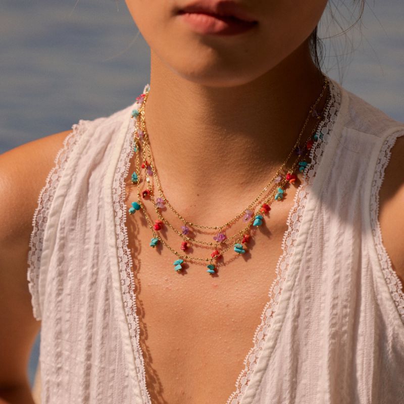 2 Turquoise Necklace Stainless Steel Turquoise Necklace