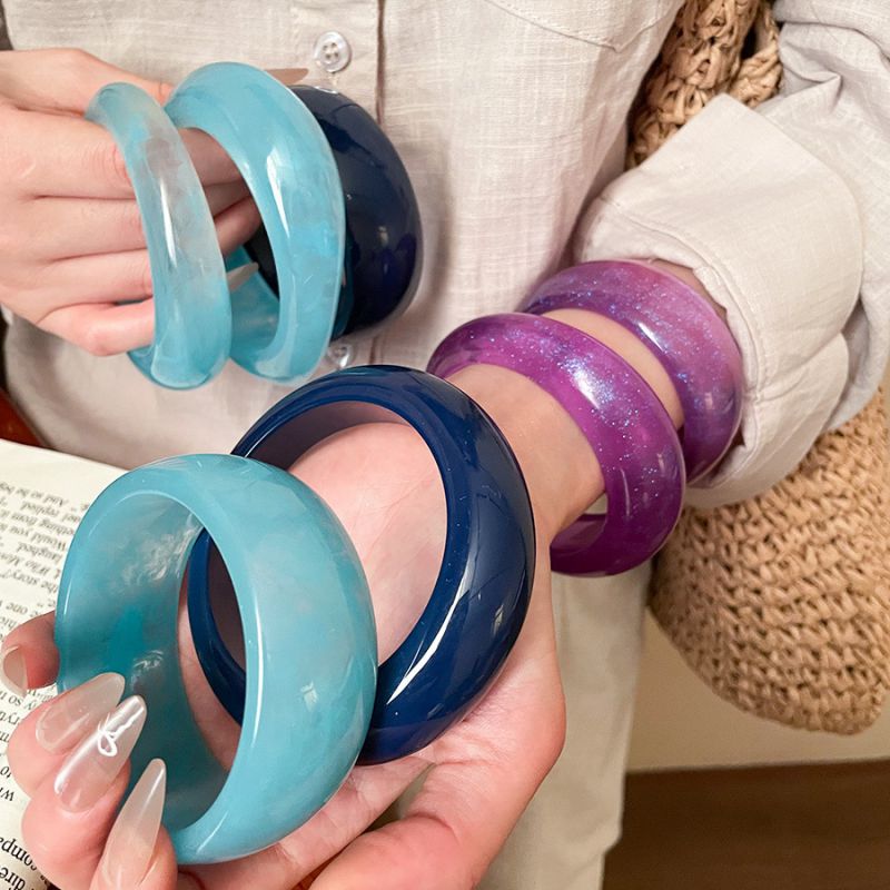 #4 Bracelet - Dark Blue Irregularly Patterned Resin Bracelet
