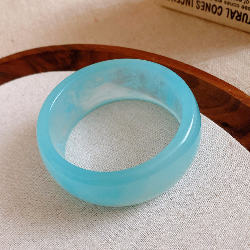 #4 Bracelet - Dark Blue Irregularly Patterned Resin Bracelet