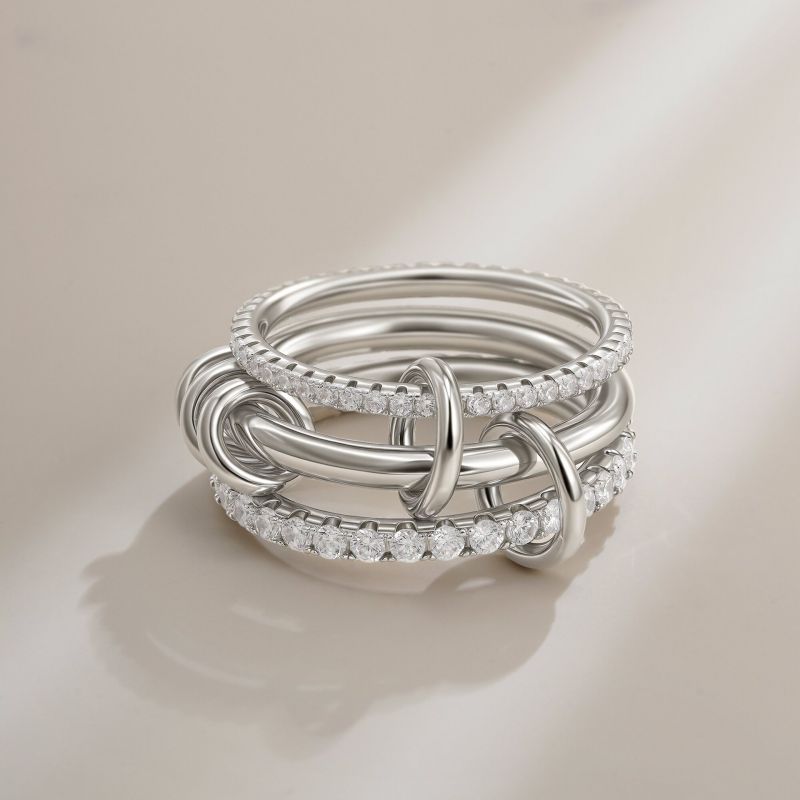 4 Circles Of Gold And Silver Color No. 7 Copper Diamond Round Ring