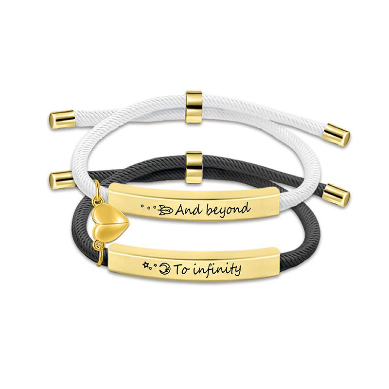 9 Black And White Couple Bracelets Silver Stainless Steel Engraved Woven Magnetic Bracelet