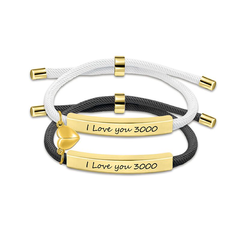 9 Black And White Couple Bracelets Silver Stainless Steel Engraved Woven Magnetic Bracelet
