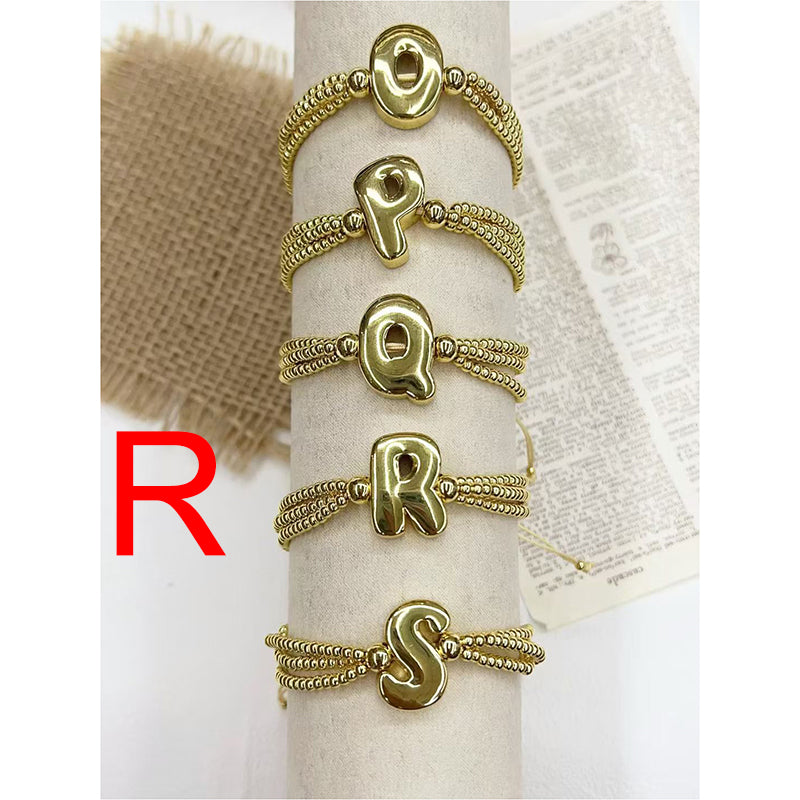 A 26-letter Multi-layered Beaded Copper Bracelet