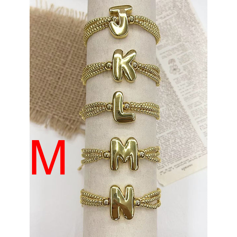 A 26-letter Multi-layered Beaded Copper Bracelet