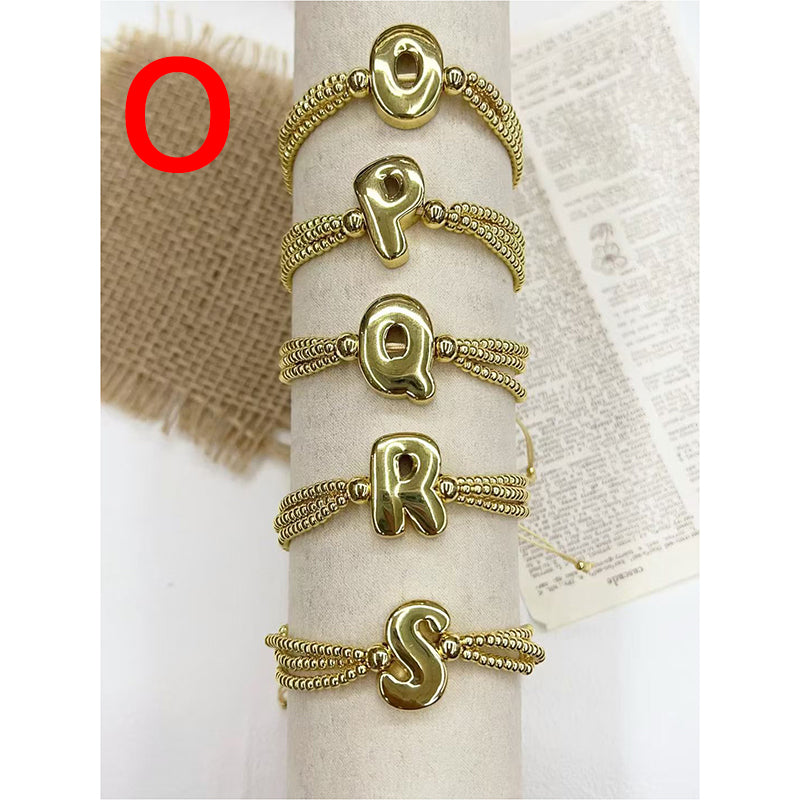 A 26-letter Multi-layered Beaded Copper Bracelet