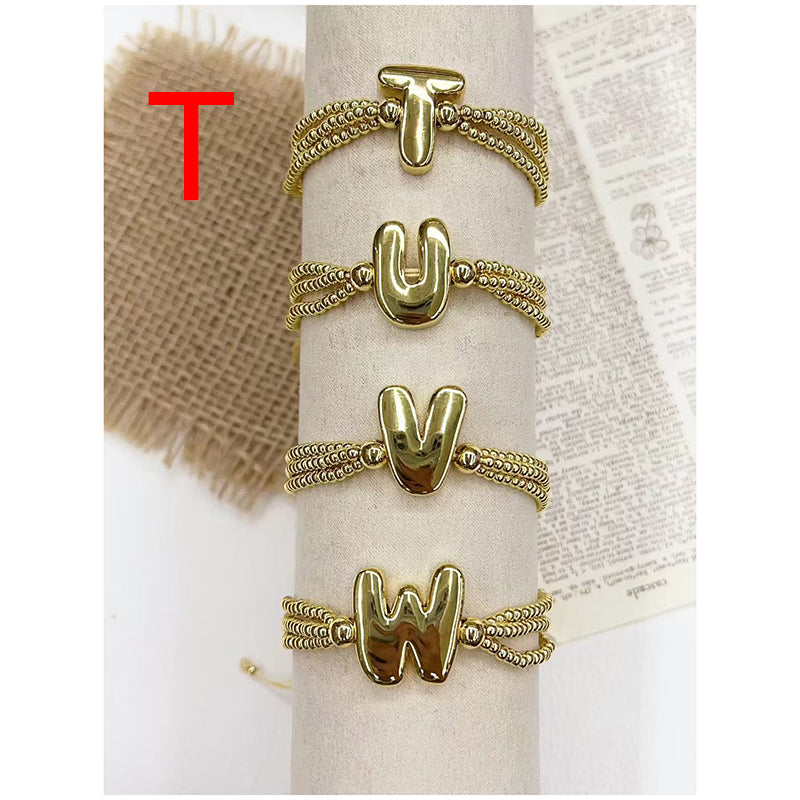 A 26-letter Multi-layered Beaded Copper Bracelet