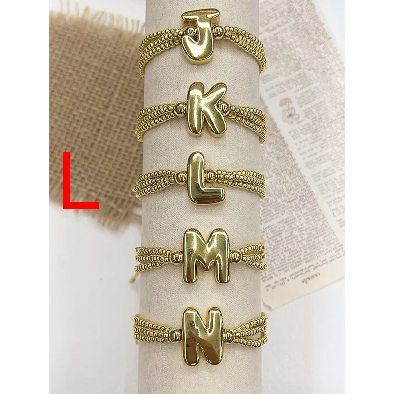 A 26-letter Multi-layered Beaded Copper Bracelet