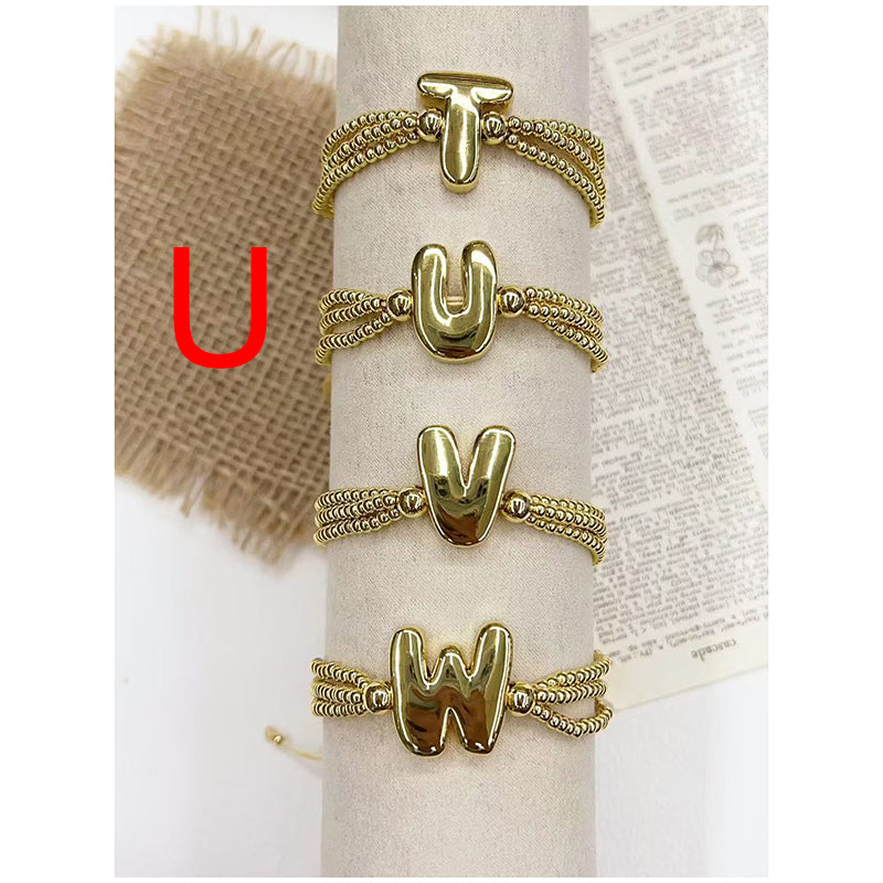 A 26-letter Multi-layered Beaded Copper Bracelet