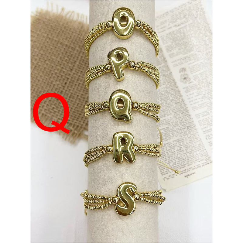 A 26-letter Multi-layered Beaded Copper Bracelet