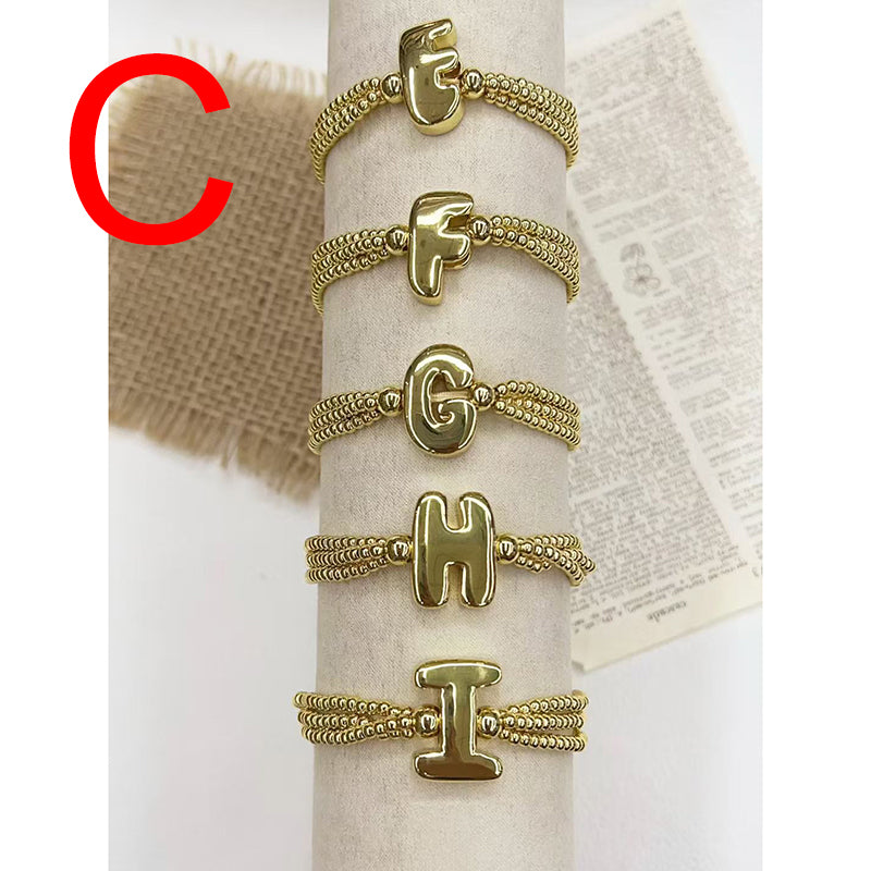 A 26-letter Multi-layered Beaded Copper Bracelet