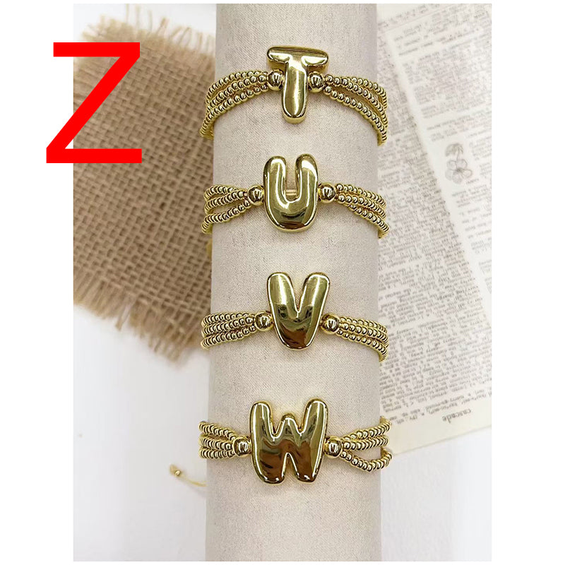 A 26-letter Multi-layered Beaded Copper Bracelet