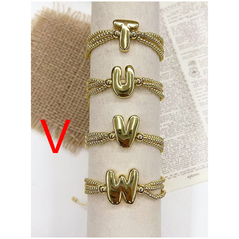 A 26-letter Multi-layered Beaded Copper Bracelet