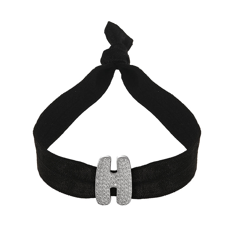 A Black Copper-set Zircon 26-letter Elastic Fabric Bracelet