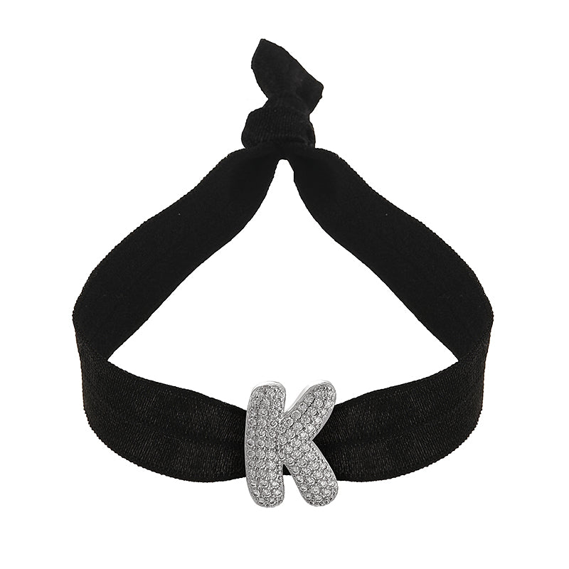 A Black Copper-set Zircon 26-letter Elastic Fabric Bracelet