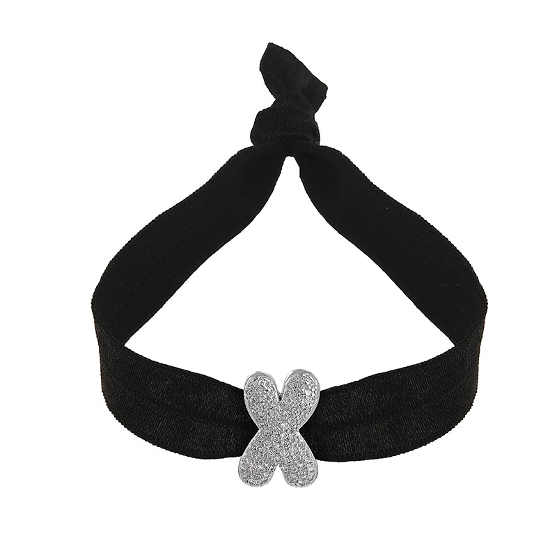 A Black Copper-set Zircon 26-letter Elastic Fabric Bracelet