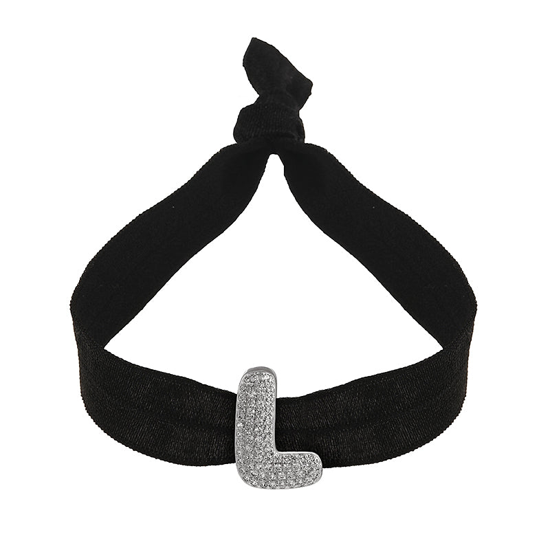 A Black Copper-set Zircon 26-letter Elastic Fabric Bracelet