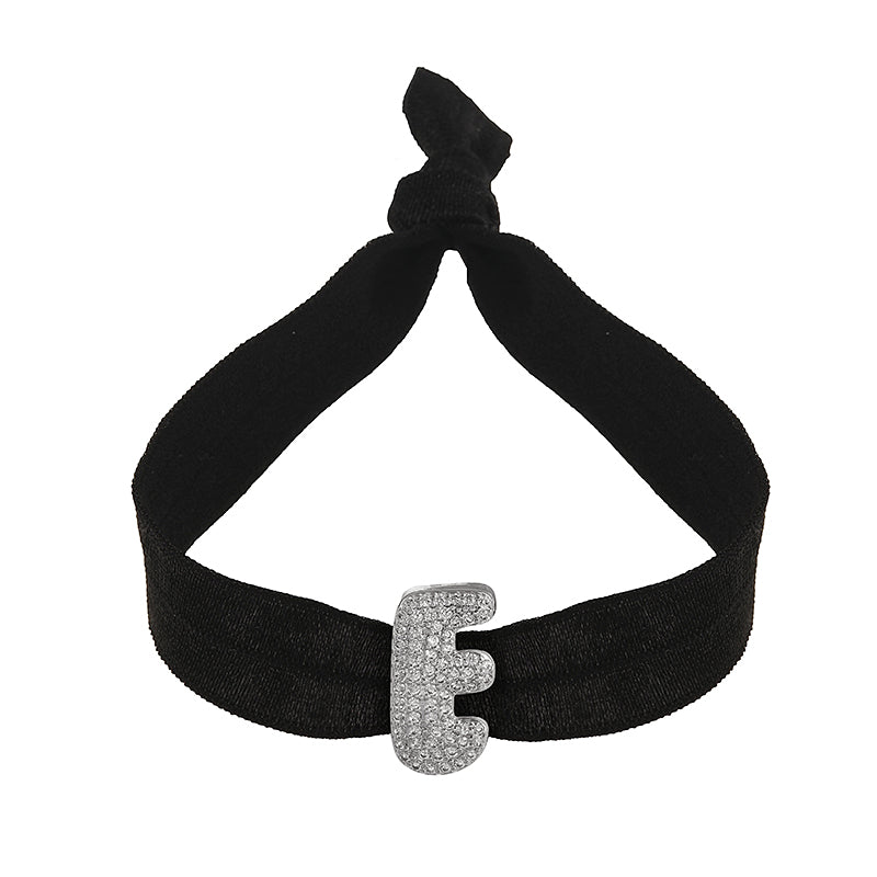 A Black Copper-set Zircon 26-letter Elastic Fabric Bracelet