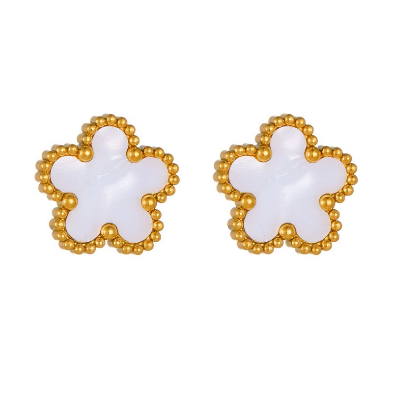 A Black Earring Stainless Steel Flower Earrings