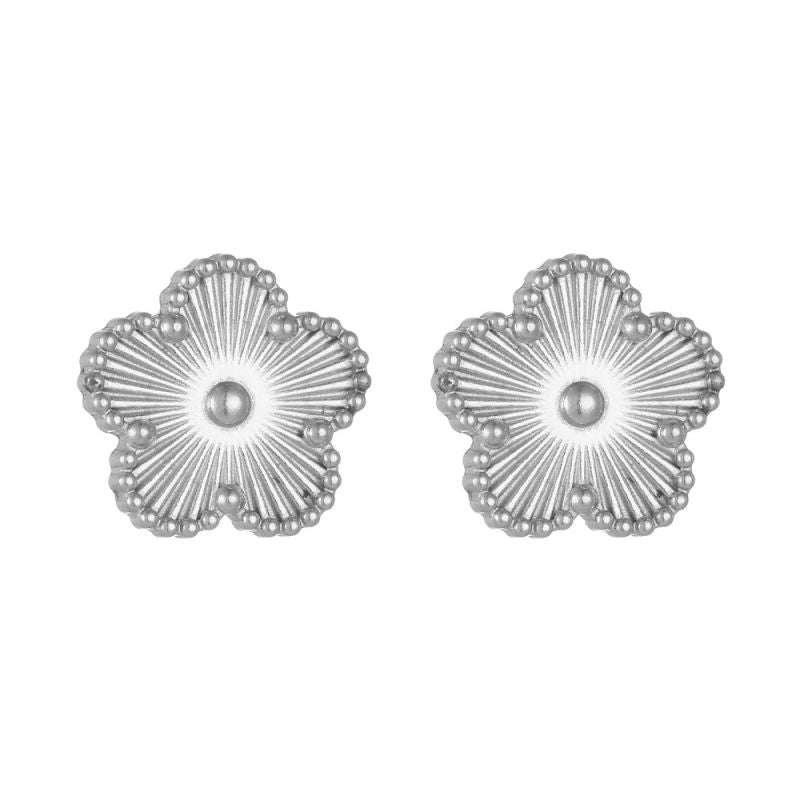 A Black Earring Stainless Steel Flower Earrings